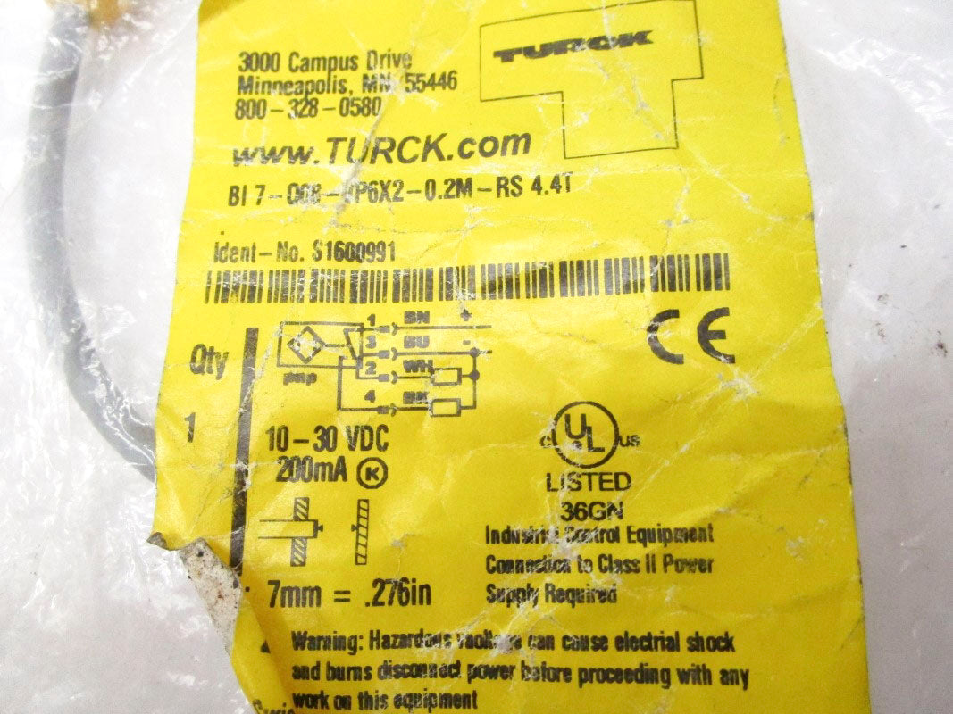 TURCK BI7-Q08-VP6X2-0.2M-RS4.4T S1600991 10-30VDC NSMP