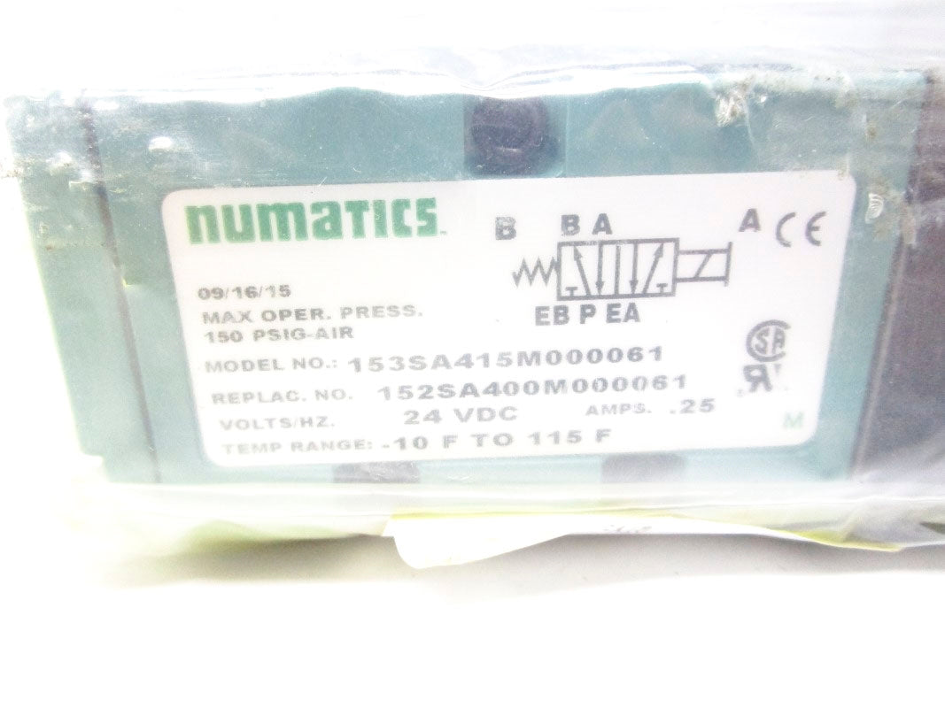 NUMATICS 153SA415M000061 24VCD 0.25A 150PSI NSMP