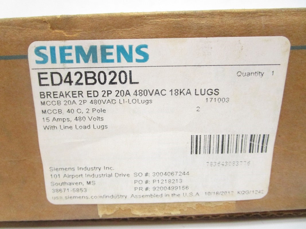 SIEMENS ED42B020L 480VAC 20A NSMP