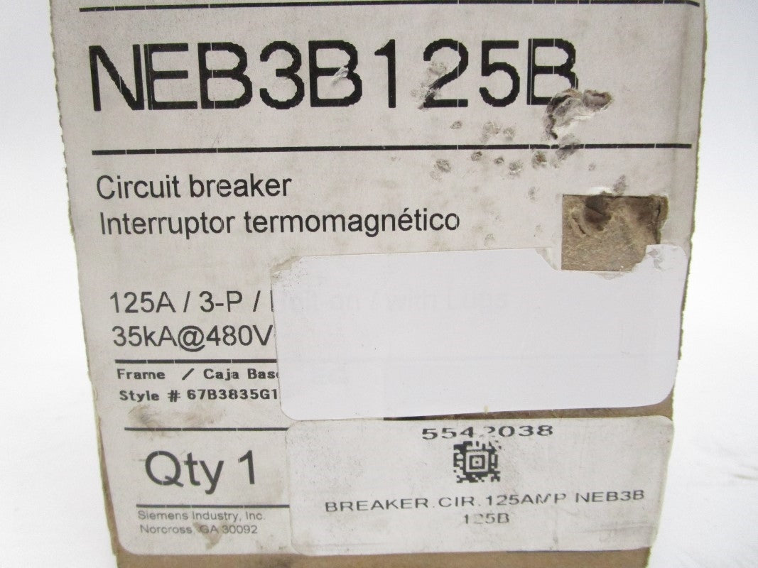 SIEMENS NEB3B125 480V 125A UNMP