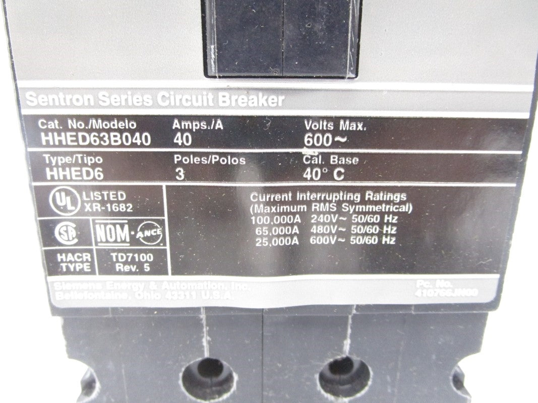 SIEMENS HHED63B040 600V 40A NSMP