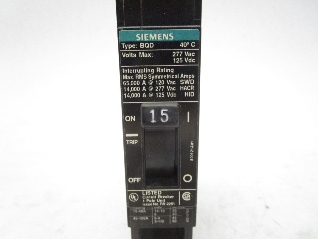SIEMENS BQD115 277V 15A NSNP