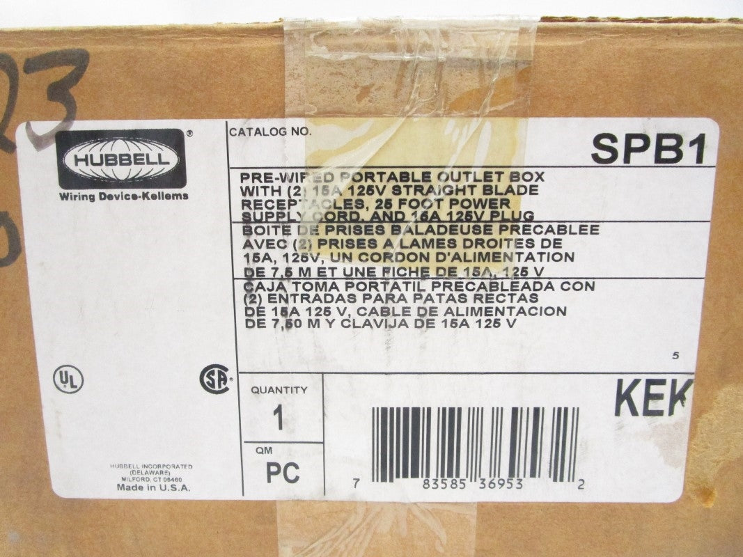 HUBBELL SPB1 125V 16A 25' NSMP