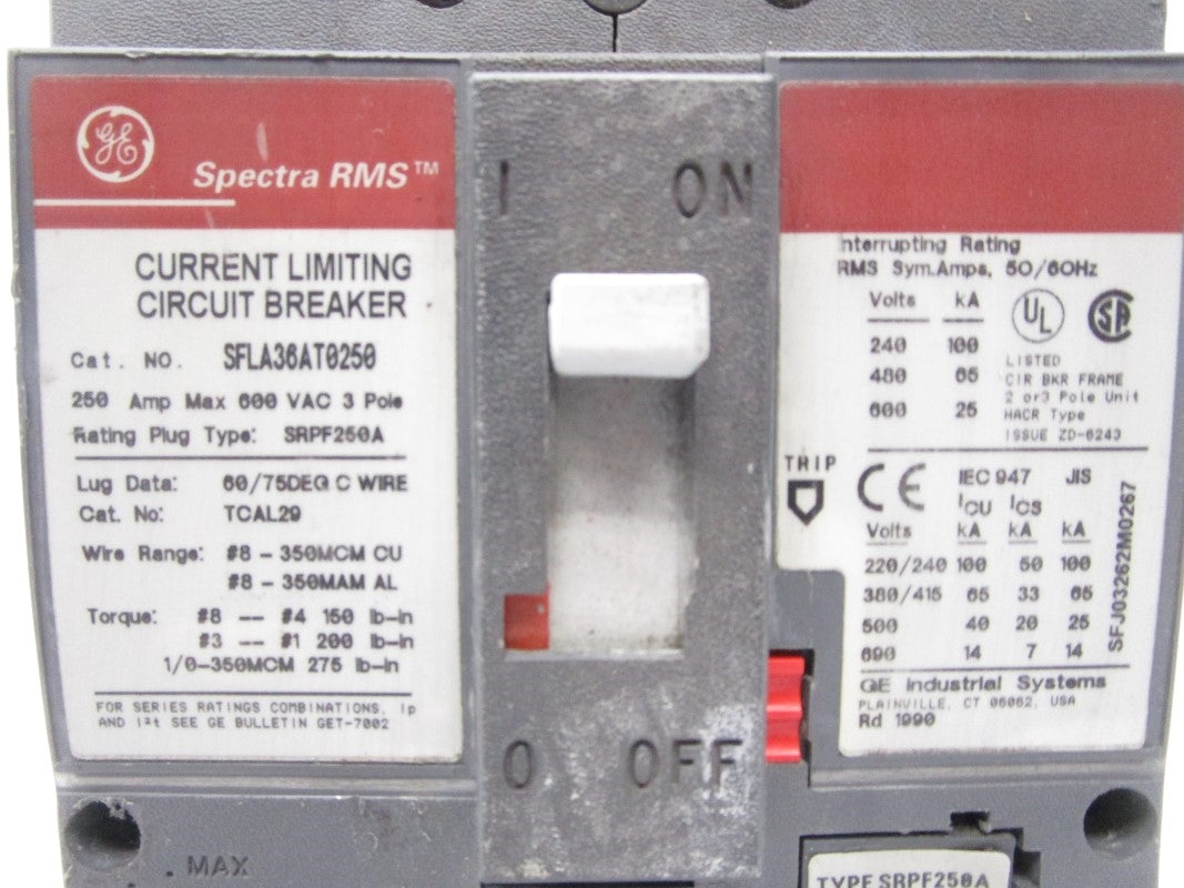 GENERAL ELECTRIC SFLA36AT0250 600VAC 250A NSNP