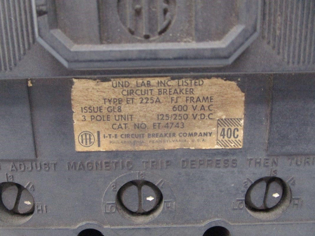 ITE ET-4743 600VAC 225A UNMP