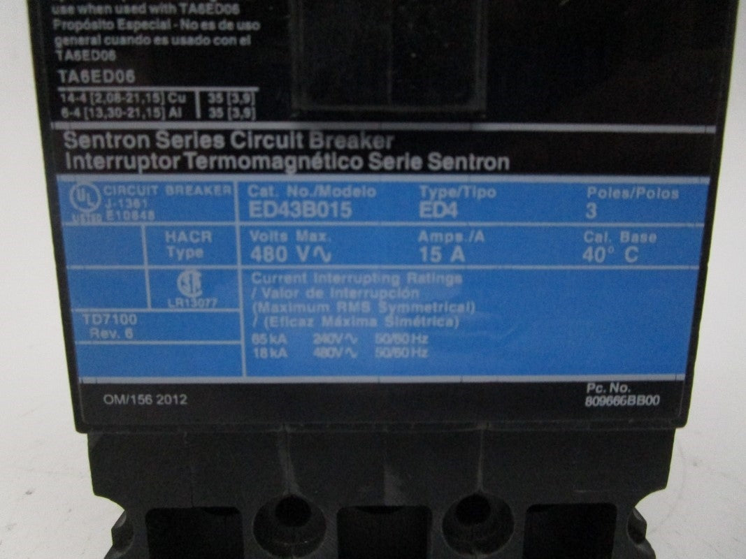 SIEMENS ED43B015 480V 15A NSNP