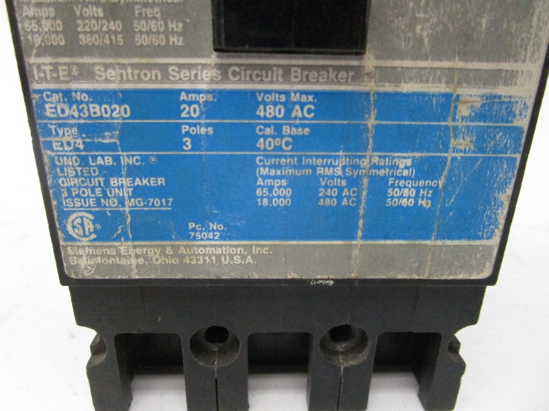 ITE ED43B020 480VAC 20A UNMP