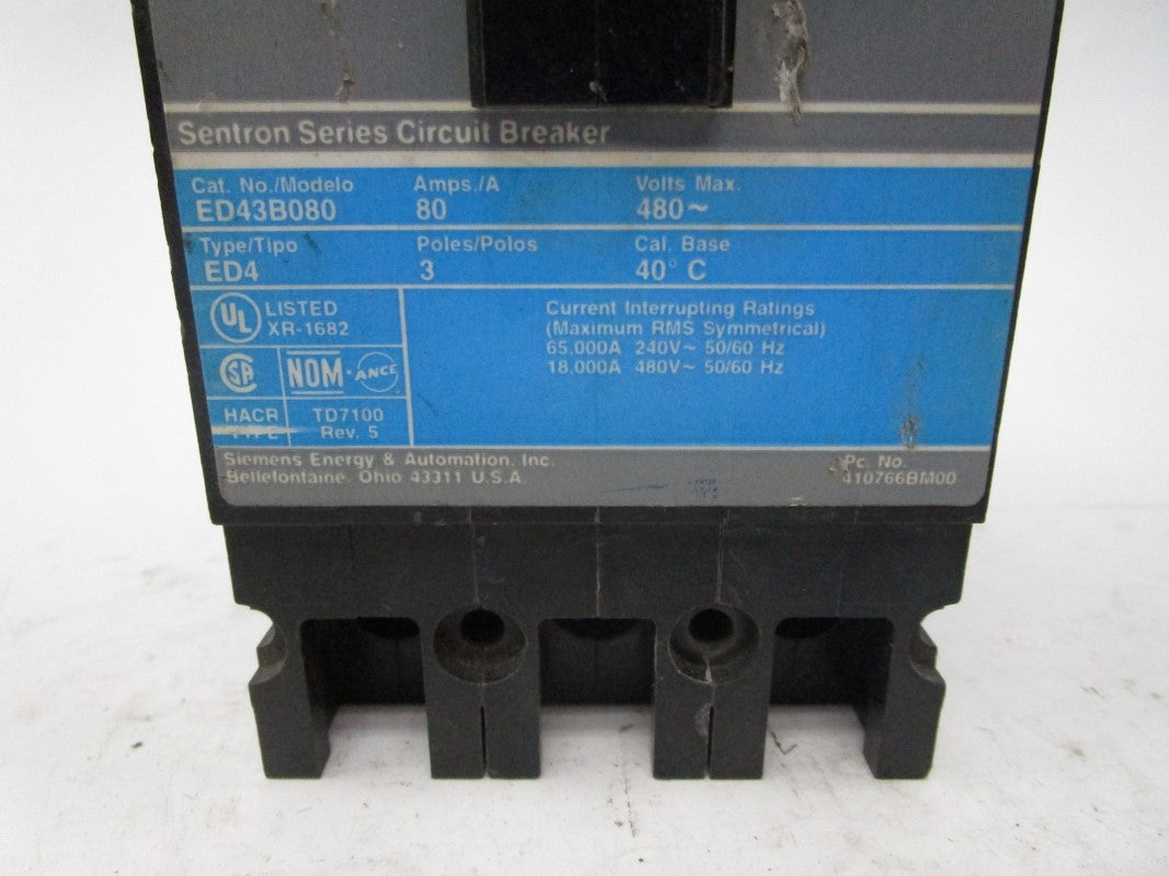 SIEMENS ED43B080 480V 80A UNMP