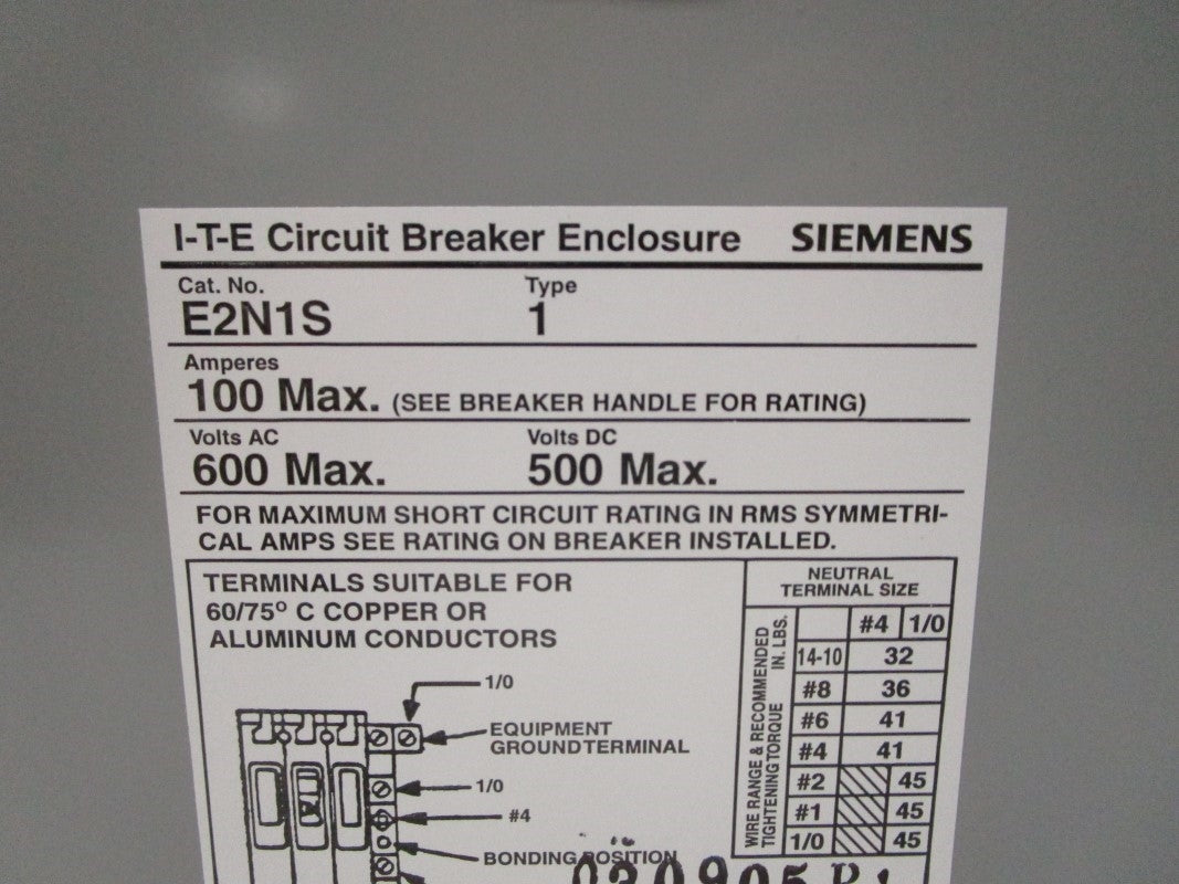 SIEMENS E2N1S 600VAC 100A NSMP