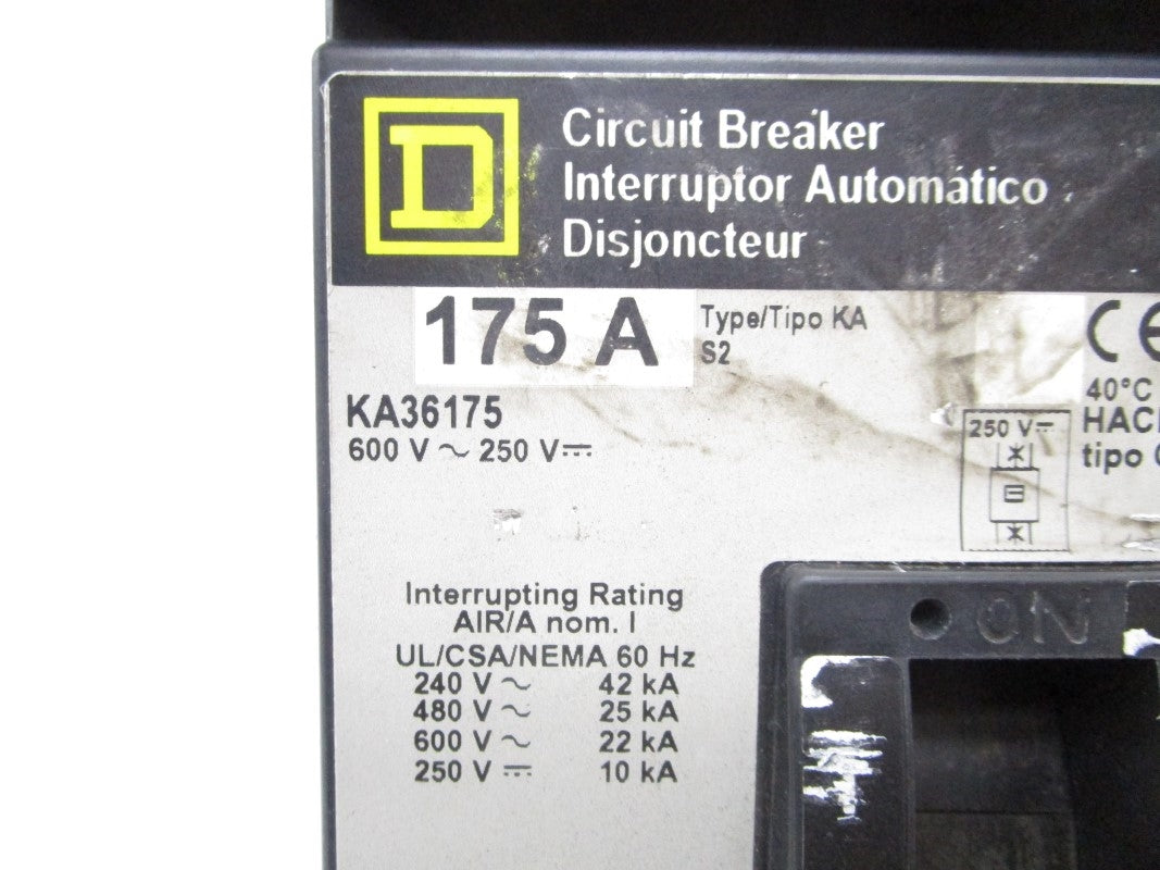 SQUARE D KA36175 600V 175A UNMP