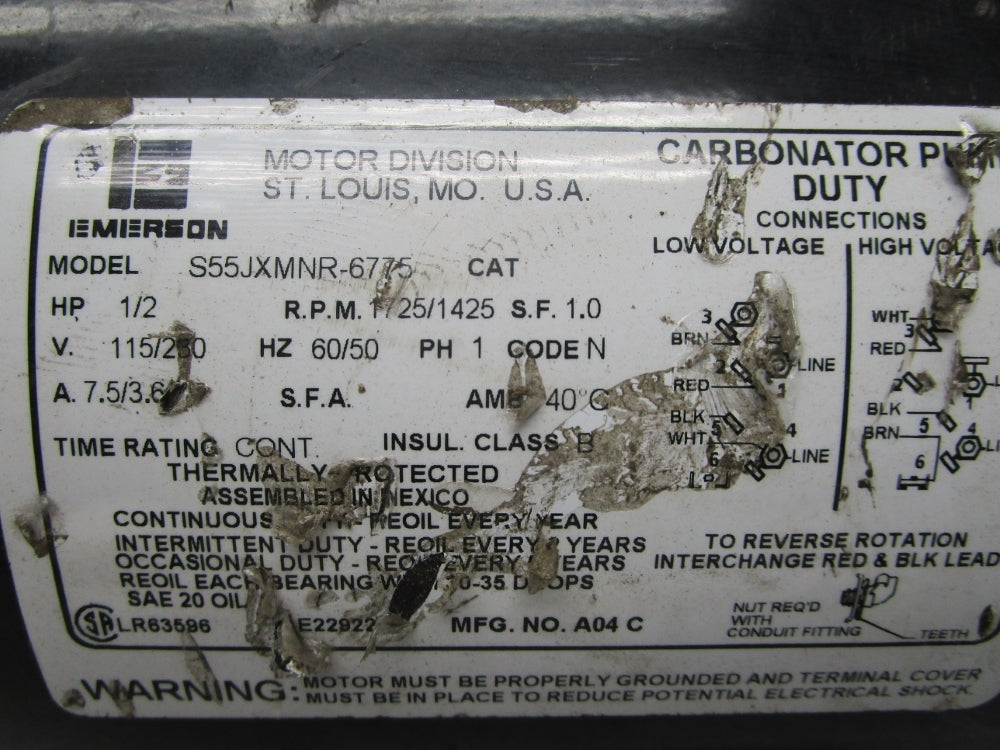 EMERSON S55JXMNR-6775 115-230V 7.5/3.6A UNMP