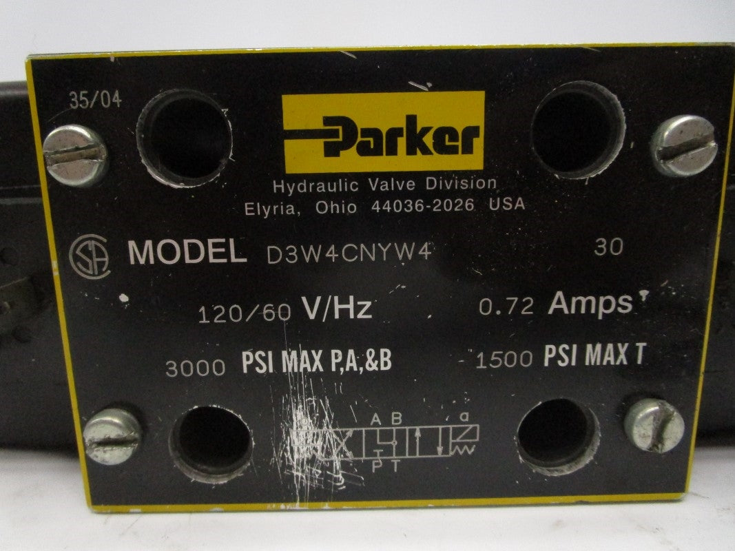 PARKER D3W4CNYW4 120V 0.72A 3000PSI UNMP
