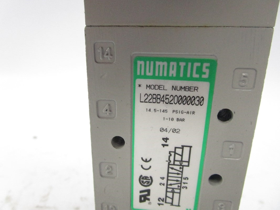 NUMATICS L22BB452O000030 100-115/110-120V .07A 14.5-145PSI NSNP
