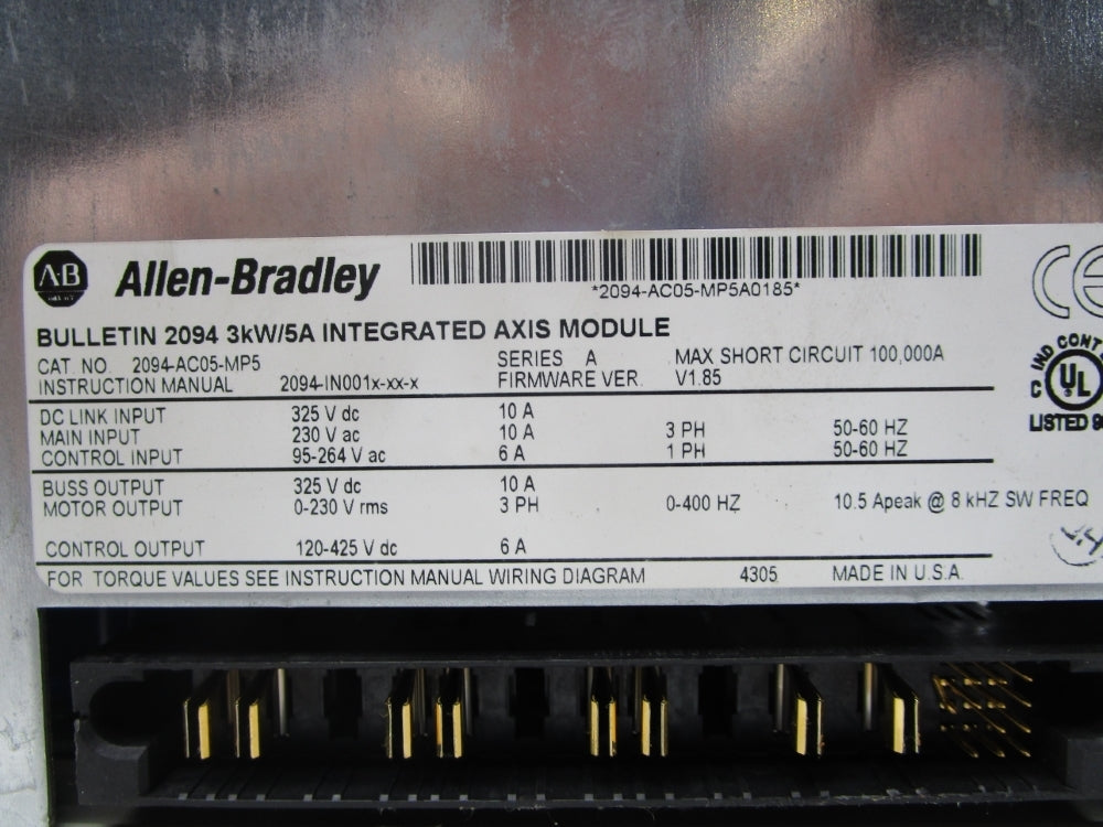 ALLEN BRADLEY 2094-AC05-MP5 SER.A F/W V1.85 UNMP