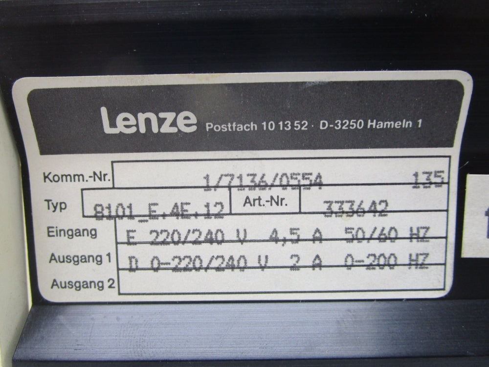 LENZE 8101_E.4E.12 333642 UNMP