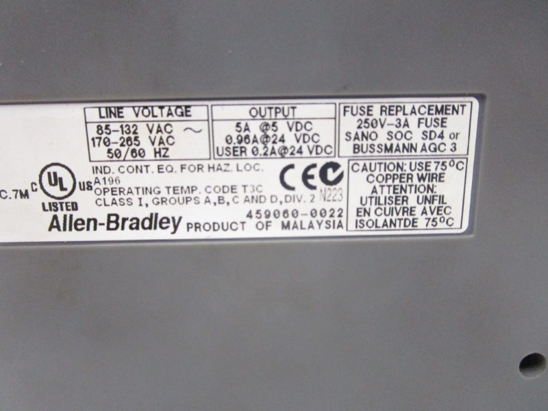 ALLEN BRADLEY 1746-P2 SER. C 170-265VAC 0.96A UNMP