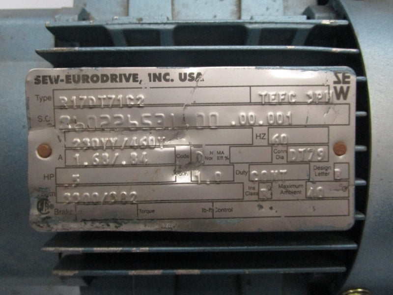 SEW EURODRIVE R17DT71C2 460V 0.5A UNMP