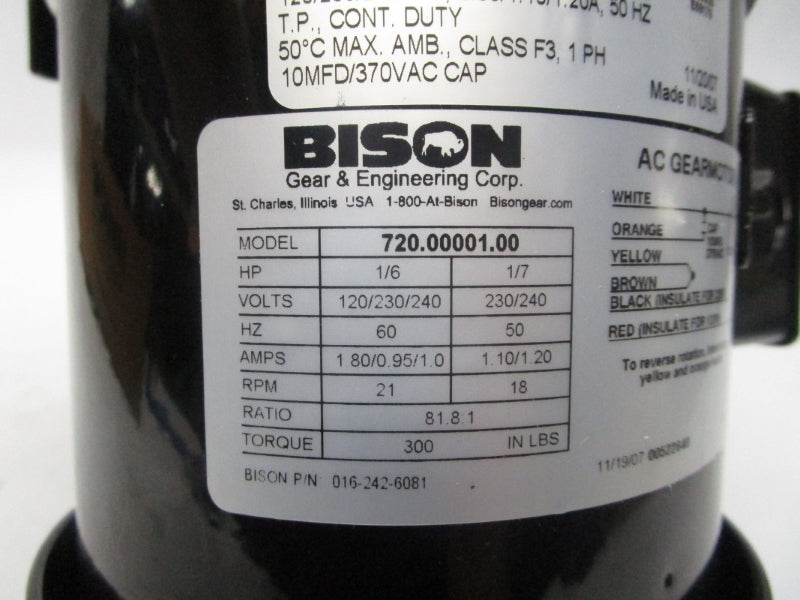 BISON 720.00001.00 016-242-6081 240V 1.20A NSMP
