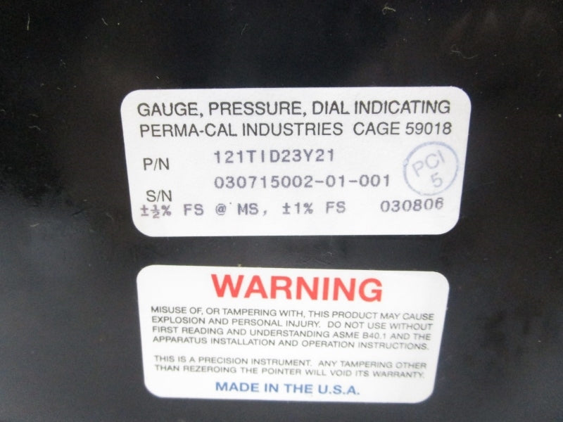PERMA CAL INDUSTRIES 121TID23Y21 0-160PSI NSMP