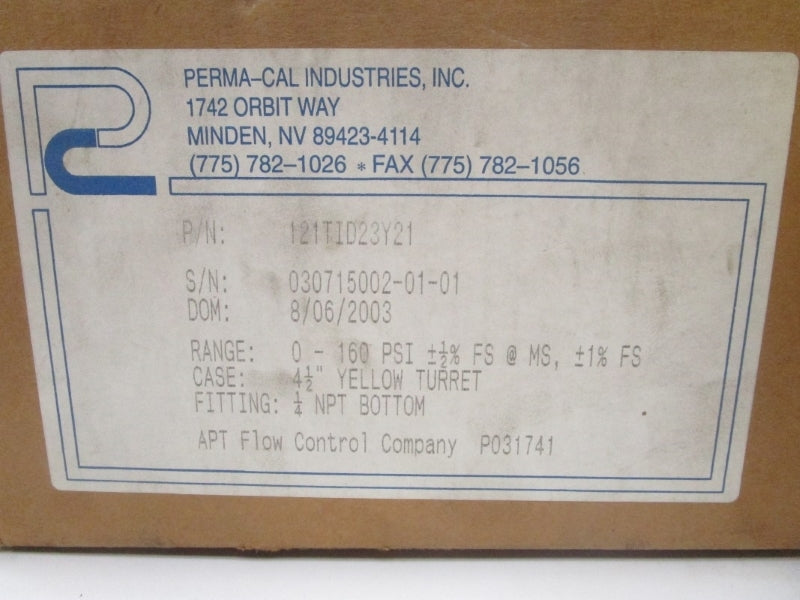 PERMA CAL INDUSTRIES 121TID23Y21 0-160PSI NSMP