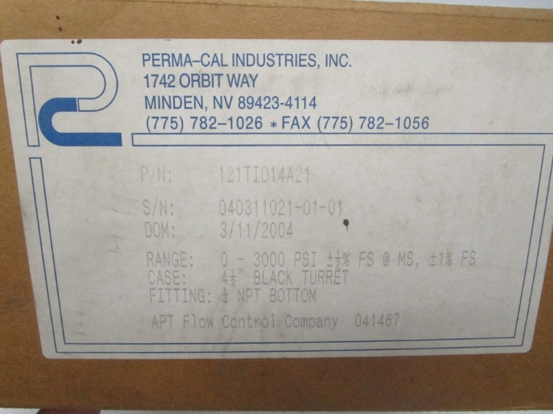 PERMA CAL INDUSTRIES 121TID14A21 0-3000PSI NSFS