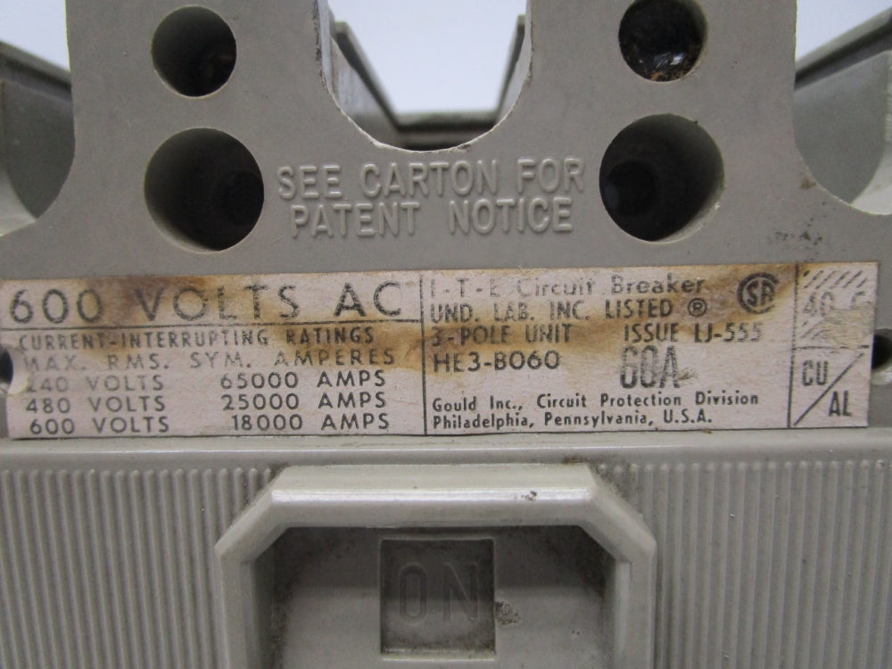 ITE HE3-B060 60A 600VAC UNMP
