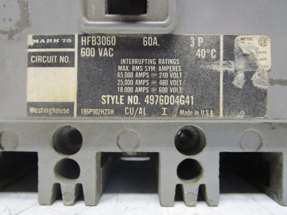 WESTINGHOUSE HFB3060 60A 600VAC UNMP