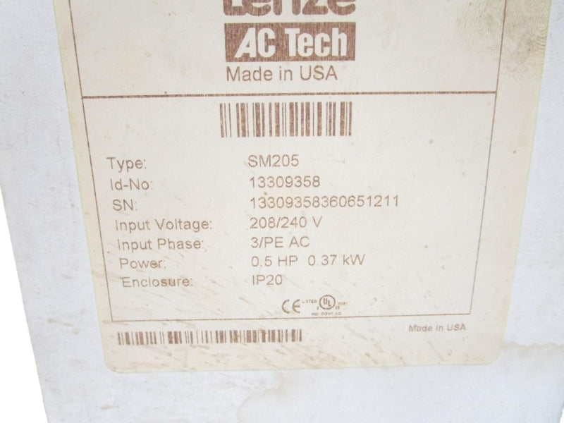 LENZE SM205 13309358 208/240V 3.1/2.7A NSMP