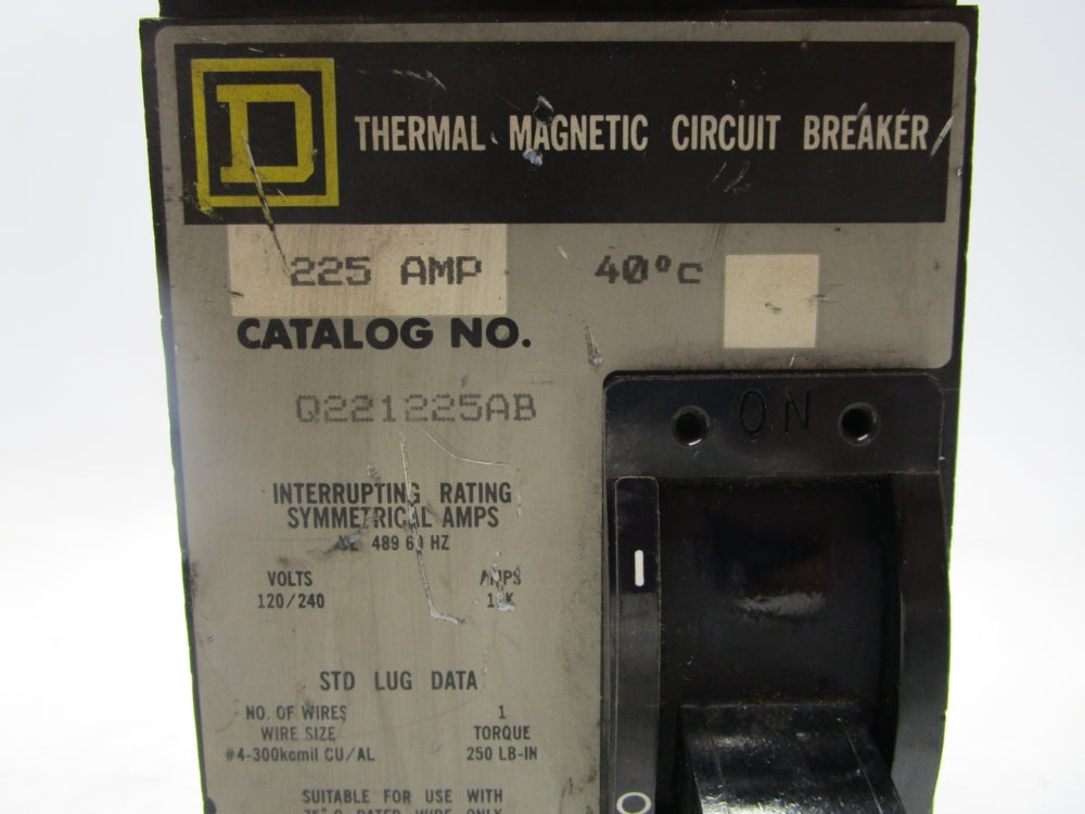SQUARE D Q221225AB 225A 120/240V UNMP