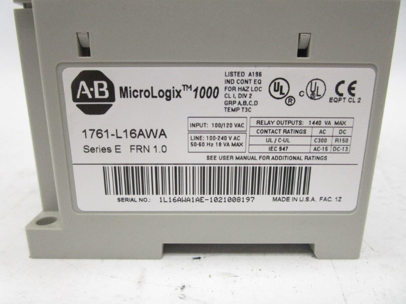 ALLEN BRADLEY 1761-L16AWA SER. E F/W 1.0 100/120VAC NSNP