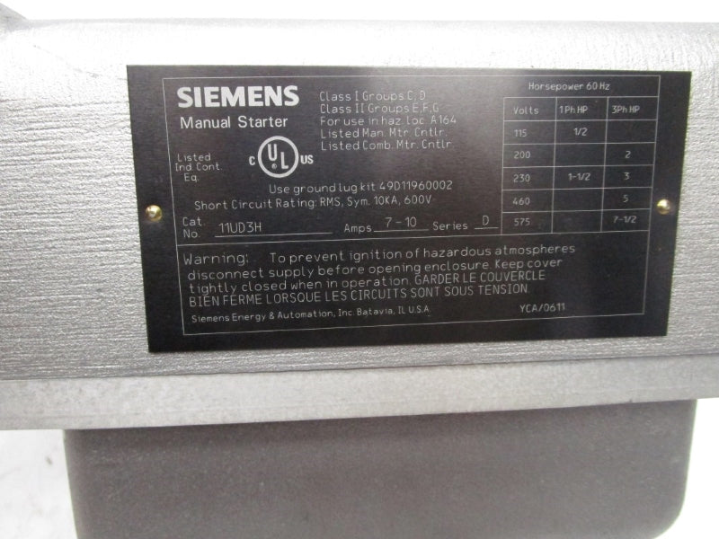 SIEMENS 11UD3H SER. D 575V 7-10A NSMP