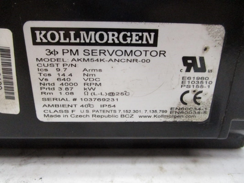 KOLLMORGEN AKM54K-ANCNR-00 640VDC UNMP