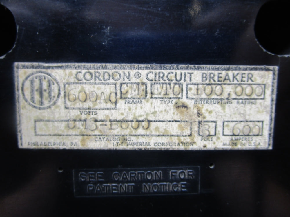 CORDON CM3-B600 600A 600VAC UNMP