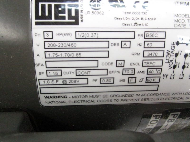 WEG 5036ES3EB56CFL 460V 0.85A NSNP