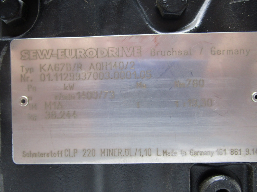 SEW-EURODRIVE KA67B/R AQH140/2 NSNP