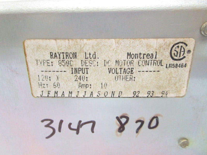 RAYTRON 850C 240V 10A UNMP