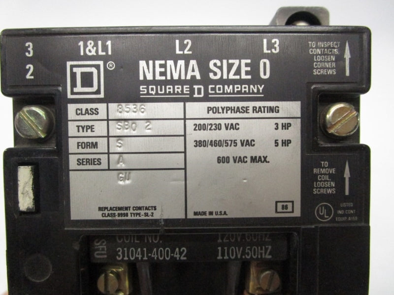 SQUARE D 8536SC03V02S SER. A 110/120V UNMP