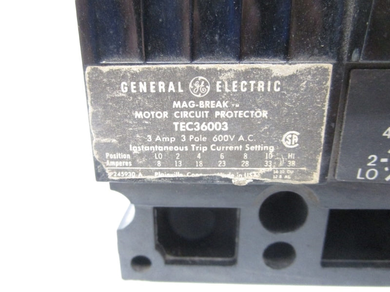 GENERAL ELCTRIC TEC36003 600VAC 3A UNMP