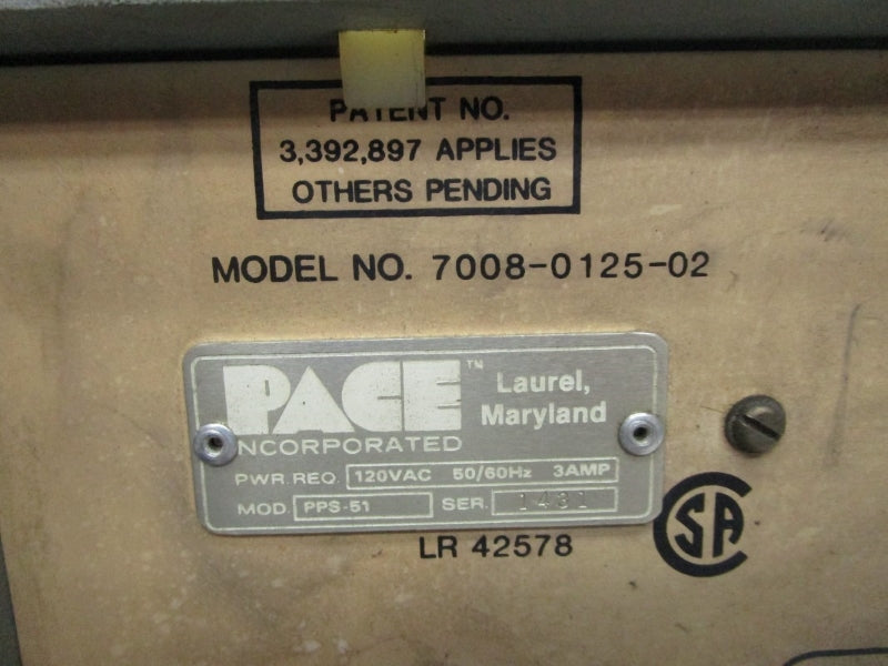 PACE 7008-0125-02 PPS-51 120VAC 3A UNMP