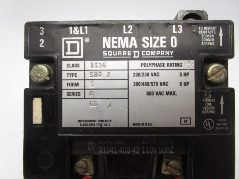 SQUARE D 8536SBO2 SER. A 110/120V UNMP