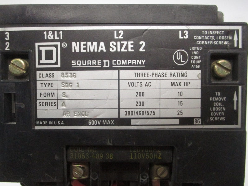 SQUARE D 8536SDG1 SER. A 110/120V UNMP