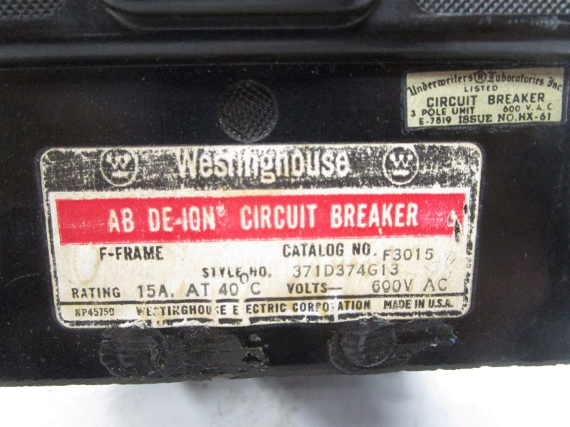 WESTINGHOUSE F3015 600VAC 15A UNMP