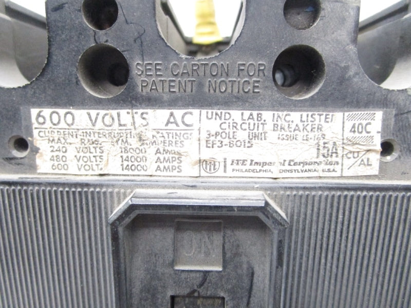 ITE EF3-B015 600VAC 15A UNMP