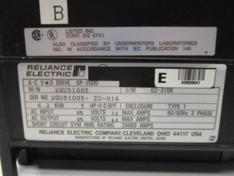 RELIANCE ELECTRIC 2GU51005 575V 7.5A UNMP