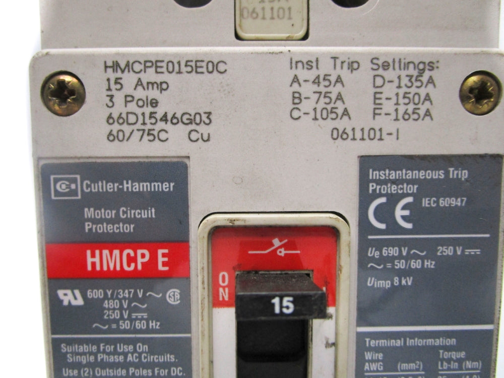 CUTLER HAMMER HMCPE015E0C 15A 600VAC UNMP