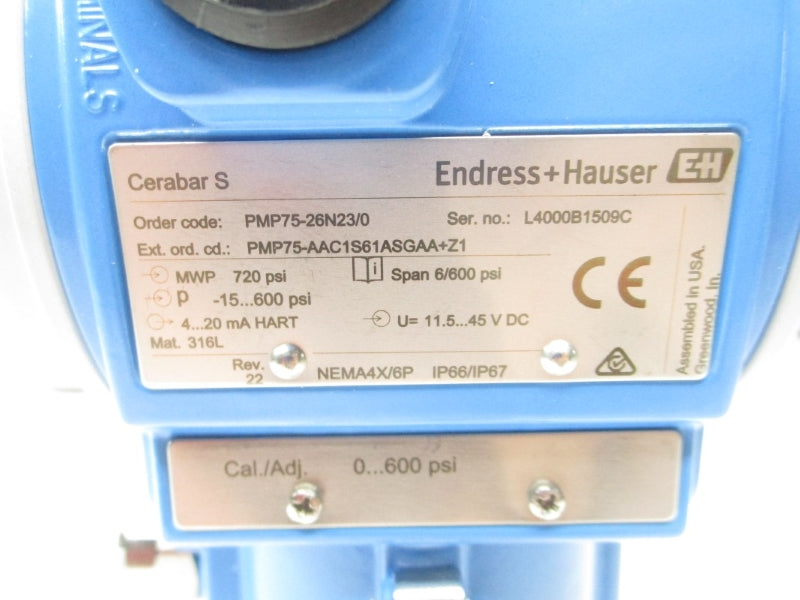 ENDRESS+HAUSER PMP75-AAC1S61ASGAA+Z1 11.5-45VDC 720PSI NSNP