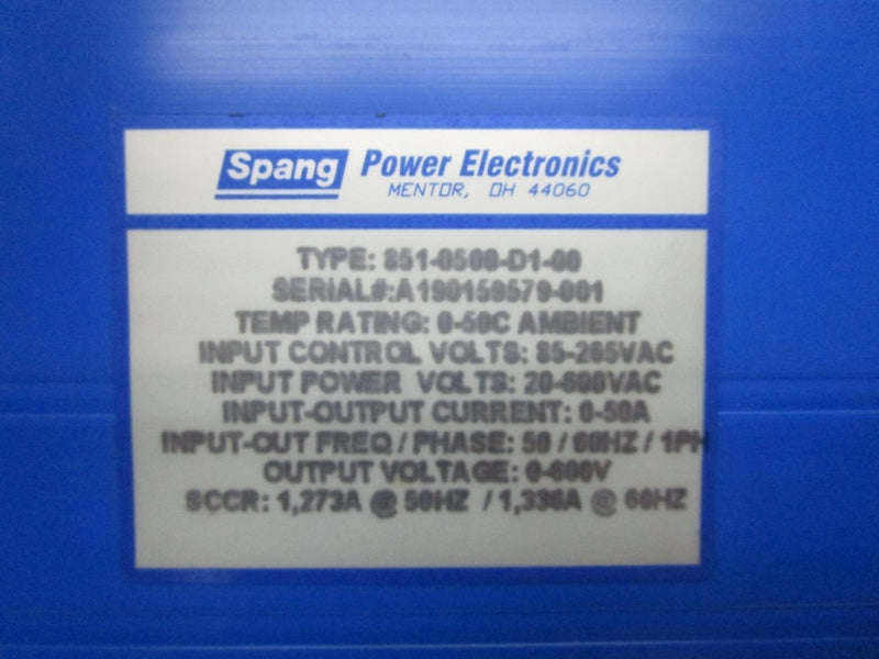 SPANG 851-0500-D1-00 20-600VAC 0-50A UNMP