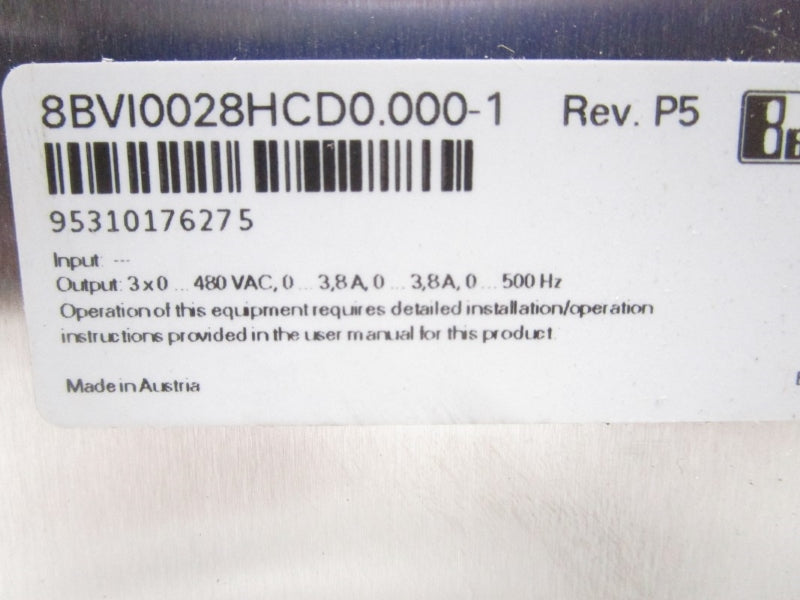 B&R 8BVI0028HCD0.000-1 480VAC 3.8A NSNP