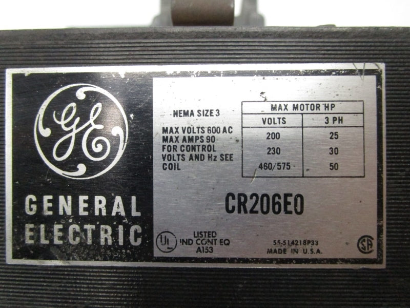 GENERAL ELECTRIC CR206E0 600VAC 90A (AS PICTURED) UNMP