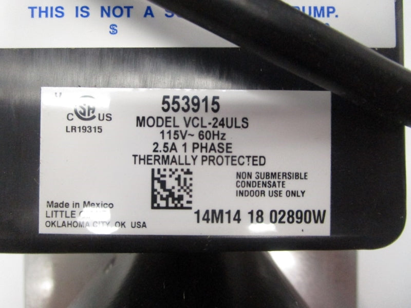 LITTLE GIANT 553915 VCL-24ULS 115V 2.5A NSMP